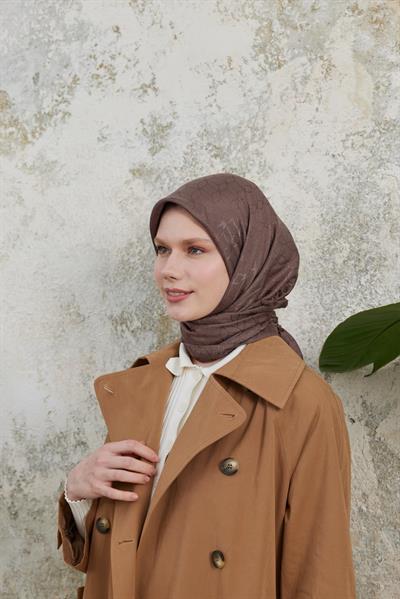 Valeria Desen İpeksi Jakar Eşarp Soft Kahve