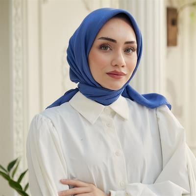 Valeria Desen İpeksi Jakar Eşarp Mavi