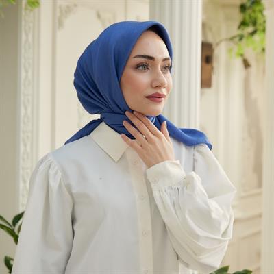 Valeria Desen İpeksi Jakar Eşarp Mavi