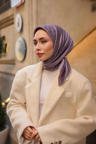 Valeria Desen İpeksi Jakar Eşarp Menekşe
