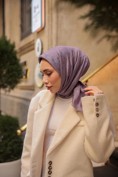 Valeria Desen İpeksi Jakar Eşarp Menekşe