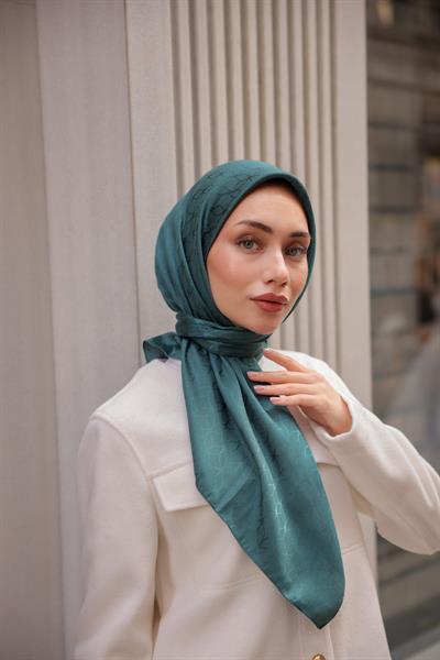 Valeria Desen İpeksi Jakar Eşarp Petrol Yeşili