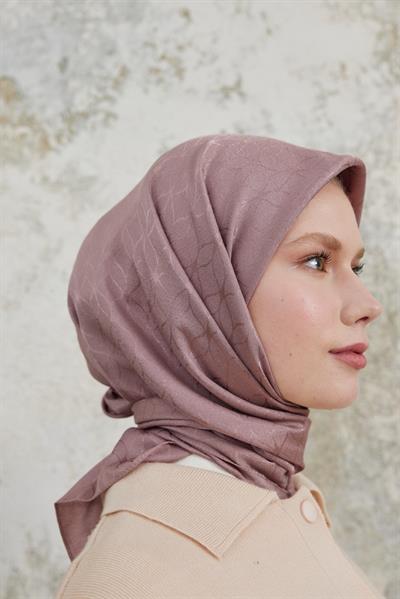 Valeria Desen İpeksi Jakar Eşarp Pudra