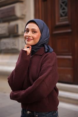 Valeria Desen İpeksi Jakar Eşarp Royal Lacivert