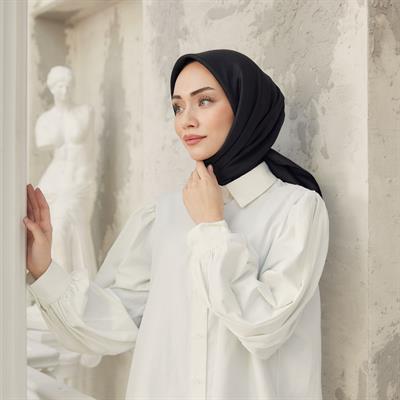 Valeria Desen İpeksi Jakar Eşarp Siyah