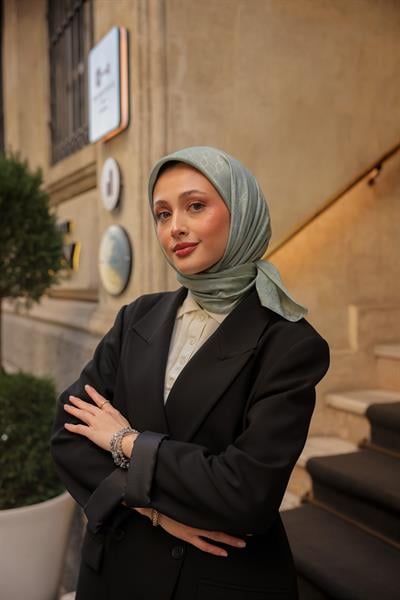 Valeria Desen İpeksi Jakar Eşarp Su Yeşili