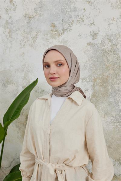 Valeria Desen İpeksi Jakar Eşarp Vizon