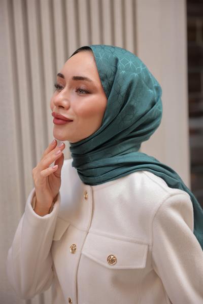 Valeria Desen Jakar Şal Petrol Yeşili