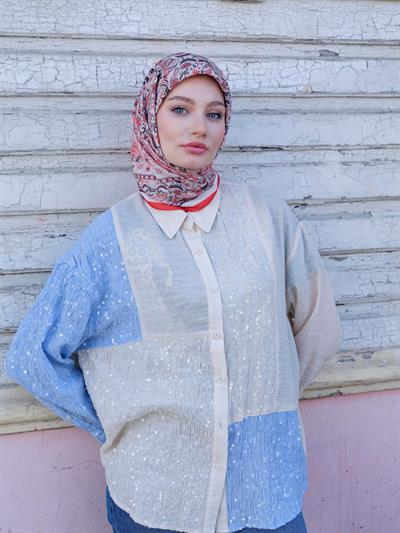 Vintage Desen Eşarp Nar Çiçeği