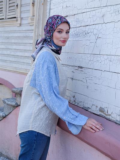 Vintage Desen Eşarp Pembe Mavi