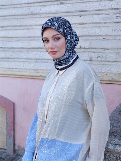 Vintage Desen Eşarp Siyah