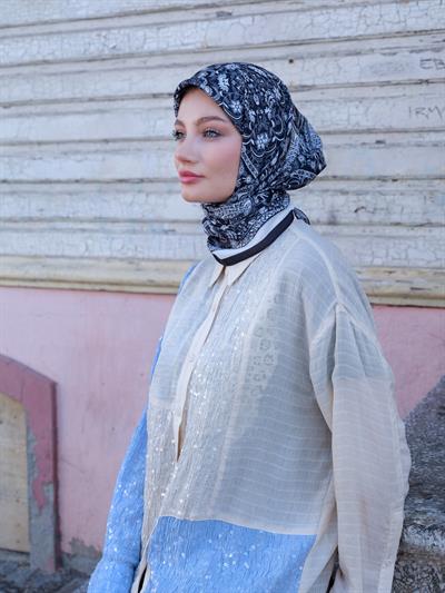 Vintage Desen Eşarp Siyah