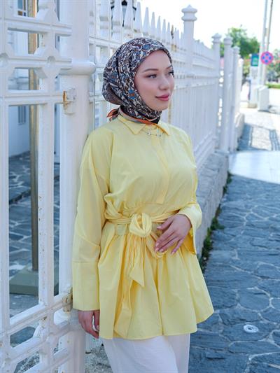 Vintage Desen Eşarp Tarçın Mavi