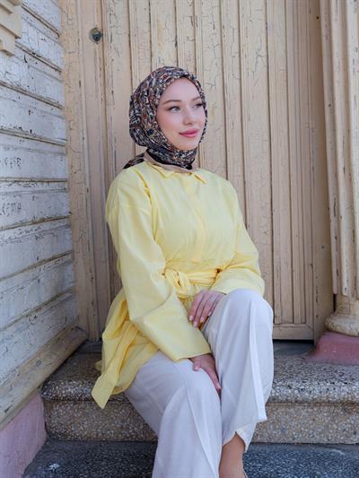 Vintage Desen Eşarp Turuncu Bej