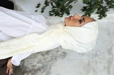 Violet Desen Jakar Şal Beyaz