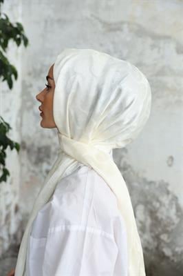 Violet Desen Jakar Şal Beyaz