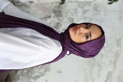 Violet Desen Jakar Şal Mor