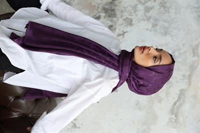 Violet Desen Jakar Şal Mor