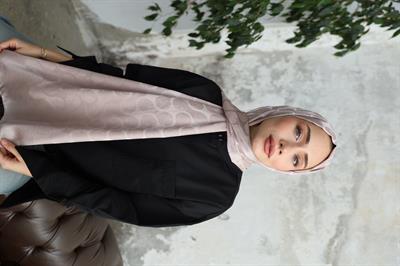 Violet Desen Jakar Şal Vizon