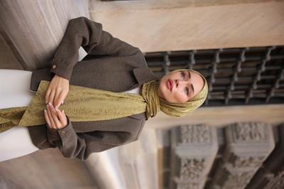 Vogue Desen İpeksi Jakar Şal Ciğ Badem