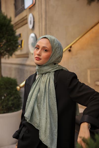 Vogue Desen İpeksi Jakar Şal Su Yeşili