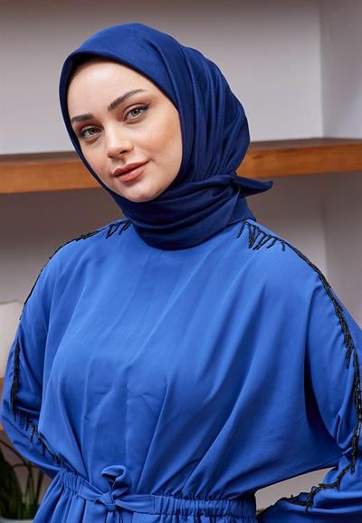 Vual Kraş Eşarp Lacivert