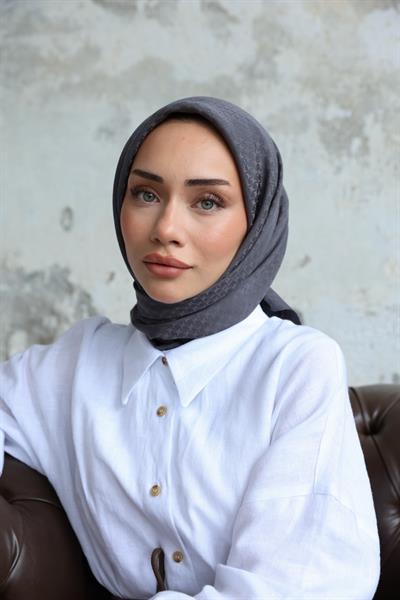 Yıldız Desen Jakar Eşarp Serisi Antrasit