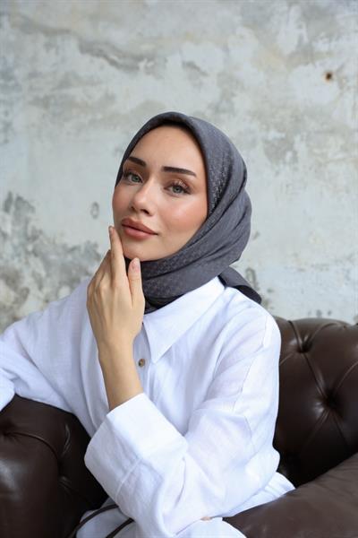 Yıldız Desen Jakar Eşarp Serisi Antrasit