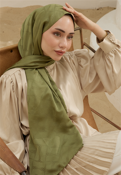 Wave Desen Jakar Şal Çimen