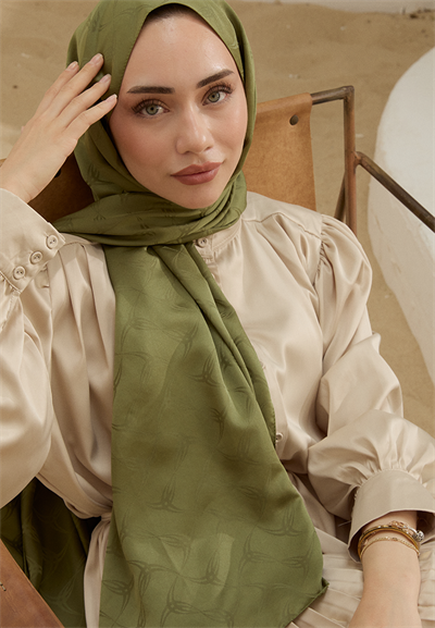 Wave Desen Jakar Şal Çimen