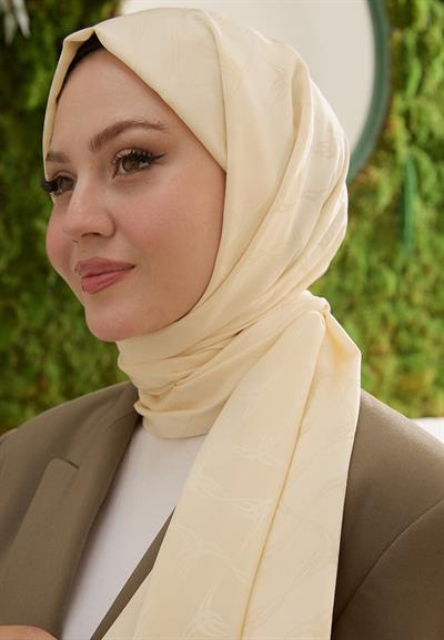 Wave Desen Jakar Şal Ekru