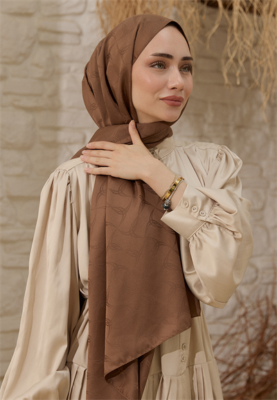 Wave Desen Jakar Şal Kahve