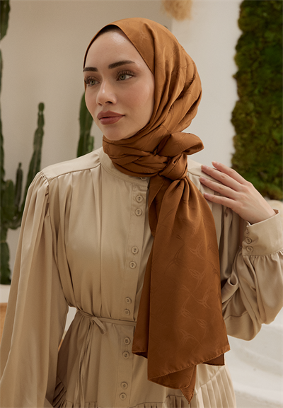 Wave Desen Jakar Şal Karamel