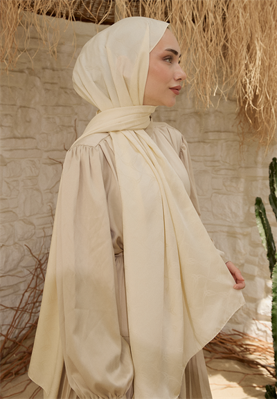 Wave Desen Jakar Şal Krem