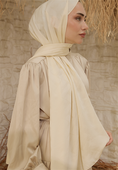 Wave Desen Jakar Şal Krem