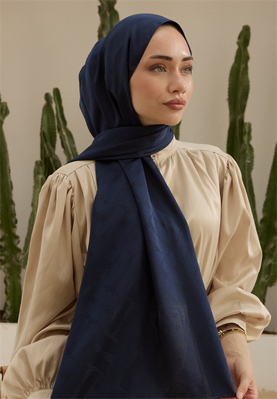 Wave Desen Jakar Şal Lacivert