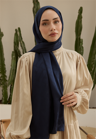 Wave Desen Jakar Şal Lacivert