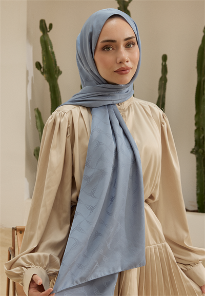 Wave Desen Jakar Şal Mavi