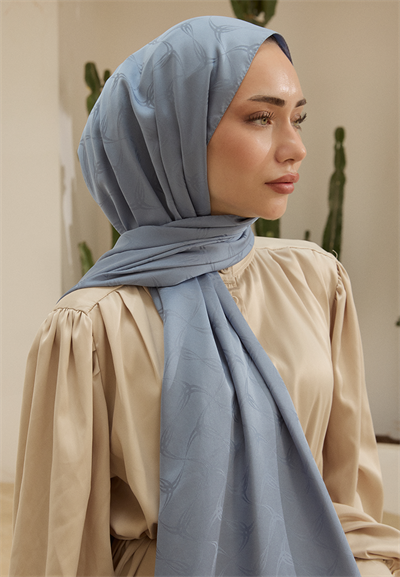 Wave Desen Jakar Şal Mavi