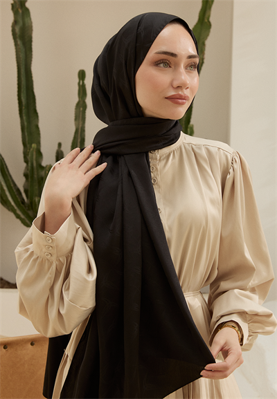 Wave Desen Jakar Şal Siyah