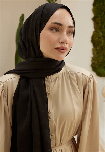 Wave Desen Jakar Şal Siyah