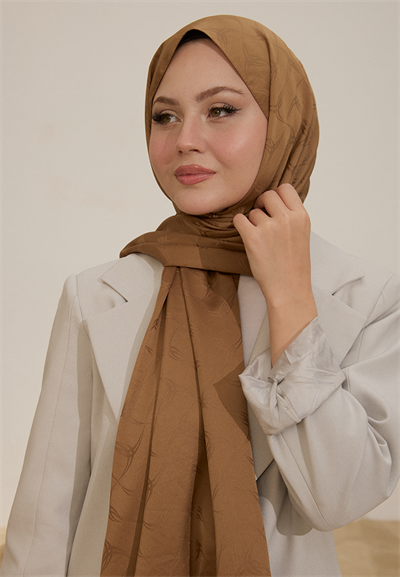 Wave Desen Jakar Şal Soft Kahve