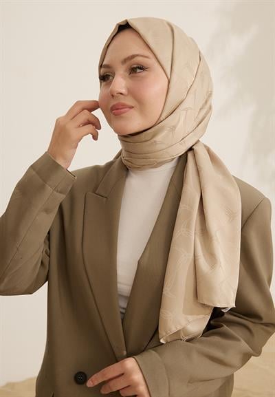 Wave Desen Jakar Şal Vizon