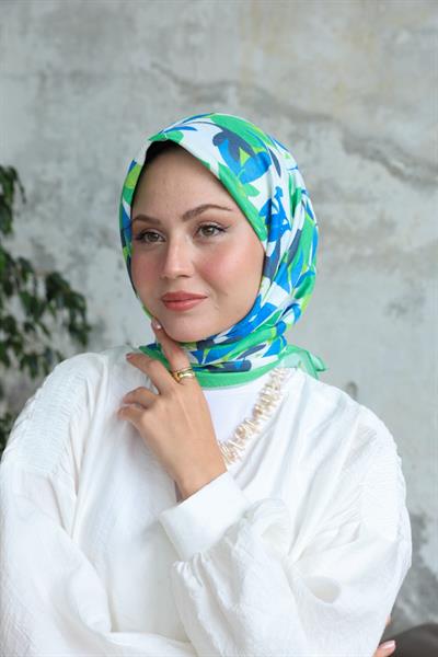 Yaprak Desen Bambu Kraş Eşarp Çiğ Yeşili