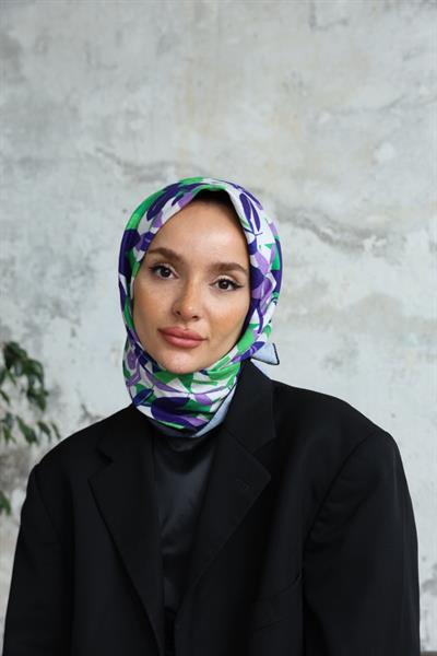 Yaprak Desen Bambu Kraş Eşarp Çimen Yeşil