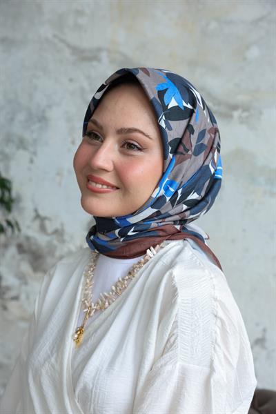 Yaprak Desen Bambu Kraş Eşarp Acı Kahve
