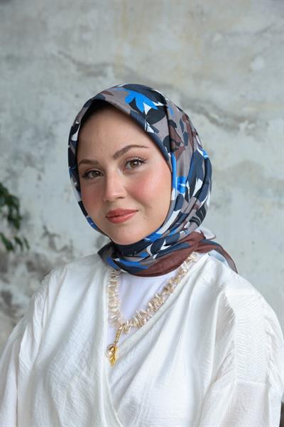 Yaprak Desen Bambu Kraş Eşarp Acı Kahve