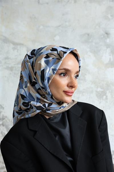 Yaprak Desen Bambu Kraş Eşarp Kahve
