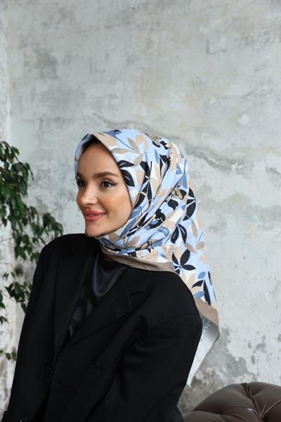 Yaprak Desen Bambu Kraş Eşarp Kahve