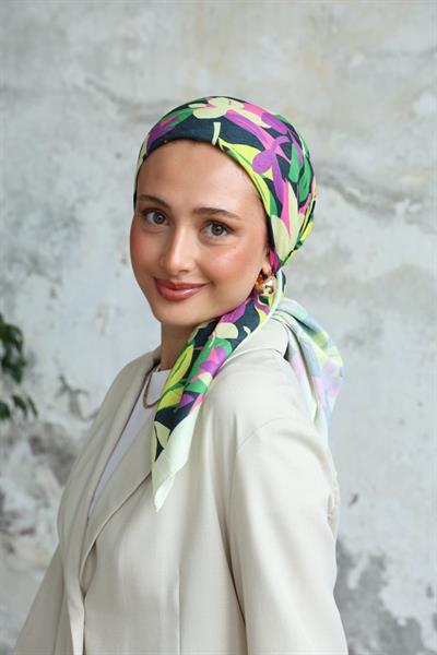 Yaprak Desen Bambu Kraş Eşarp Limon